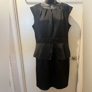 Black peplum dress side zipper and cap sleeve